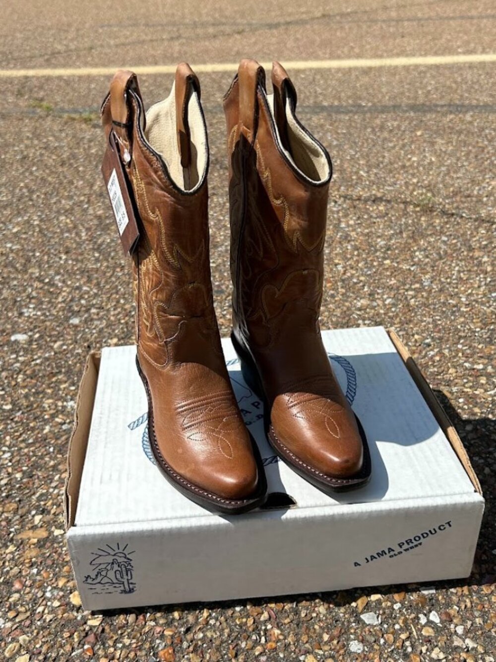 Children's Old West Tan Snip Toe Western Cowboy Boot Size 9 1/2